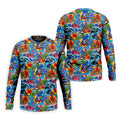 Blue Tropical Skeleton Surfer Pattern Golf Polo Shirt, Men's Golf Shirt, Golf Polo Shirts For Men