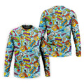 Comic Pattern Hawaiian Golf Shirt, Retro Style Men's Golf Shirt, Polo Shirts For Men