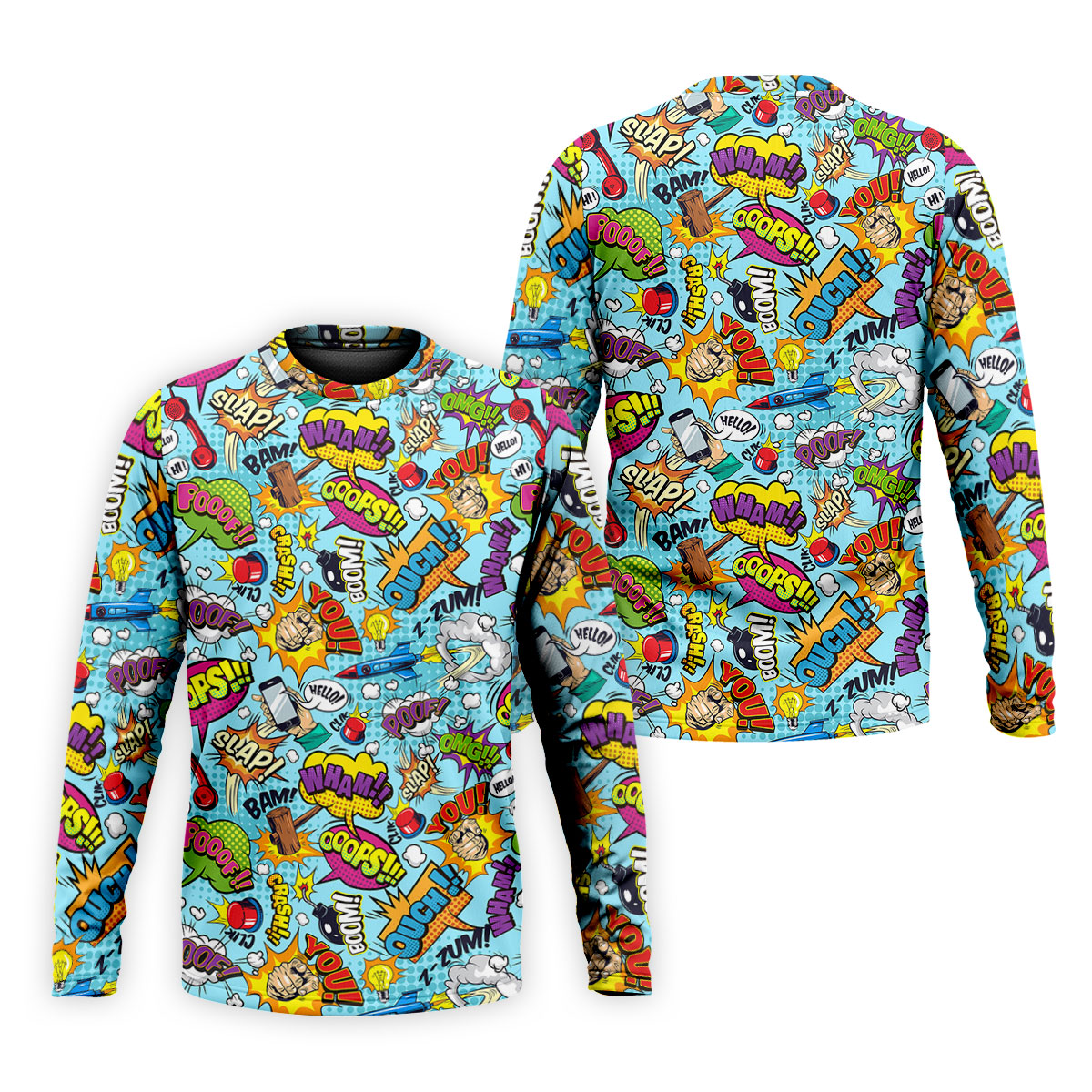Comic Pattern Hawaiian Golf Shirt, Retro Style Men's Golf Shirt, Polo Shirts For Men