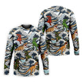 T Rex Surfing Great Wave Golf Polo Shirt, Men's Golf Shirt, Printed Golf Shirts