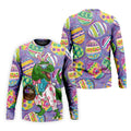 T-Rex Bunny Painted Easter Eggs Golf Shirts For Men, Men's Funny Golf Shirts, Polo Shirts For Men