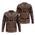 Maori Tattoo Pattern with Traditional Tiki Mask Hawaiian Golf Polo, Golf Tops For Men, Golfing Apparel