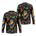 Jet Black Neon Duck Tropical Pattern Hawaiian Golf Shirt, Golf Shirts For Men, Polo Shirts For Men