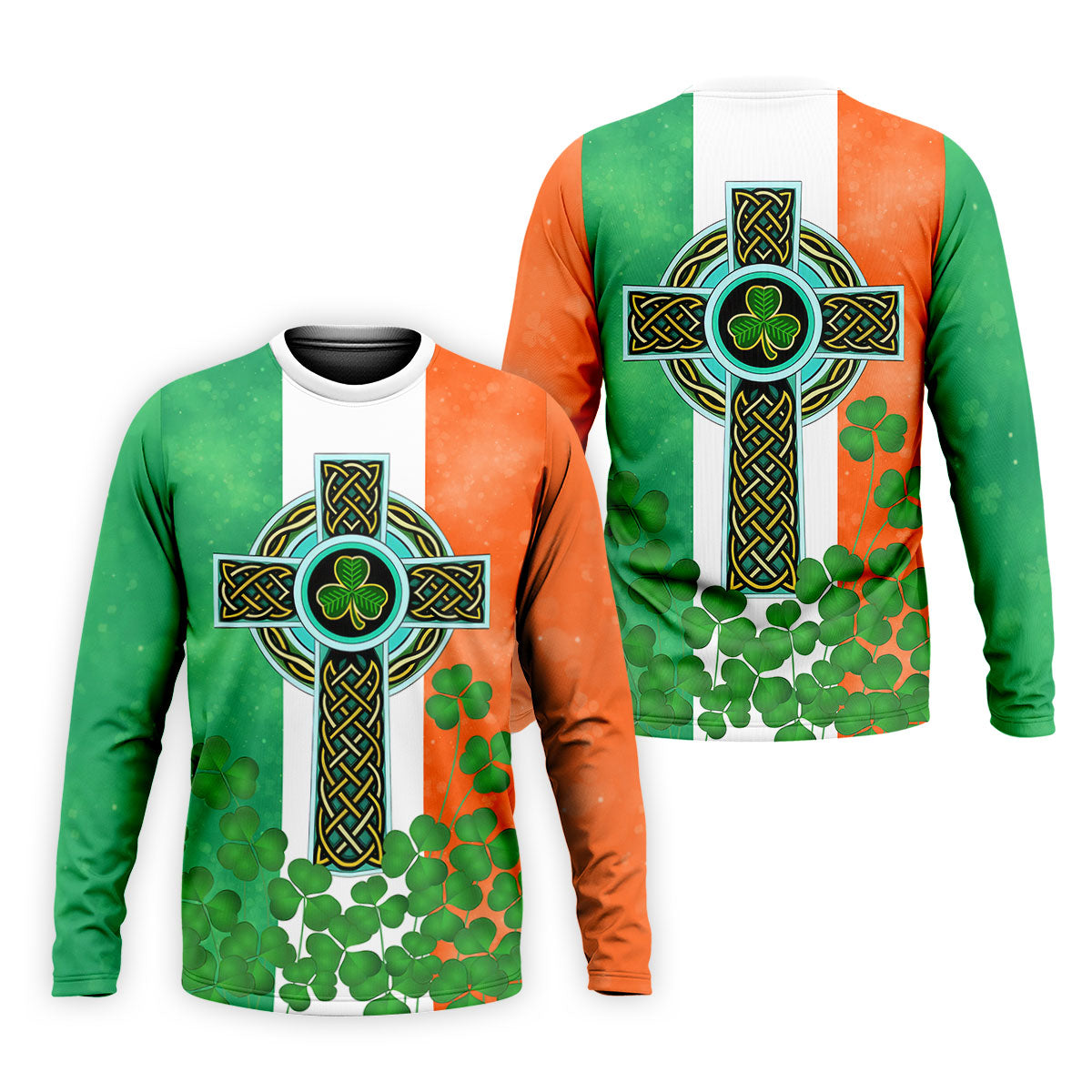 Celtic Cross Knotwork St Patrick's Day Shamrock Golf Shirt, Men's Golf Polo Shirts, Golf Shirts For Men