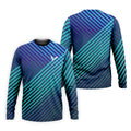 Teal And Purple Striped Pattern Golf Tops For Men, Performance Golf Shirt, Polo Shirts For Men