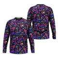 Tropical Theme Neon Pattern Black Golf Shirt, Men's Funny Golf Shirts, Polo Shirts For Men