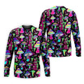 Black Neon Mushroom Pattern Golf Shirt, Mens Golf Polo, Golf Apparel For Men, Printed Golf Shirts