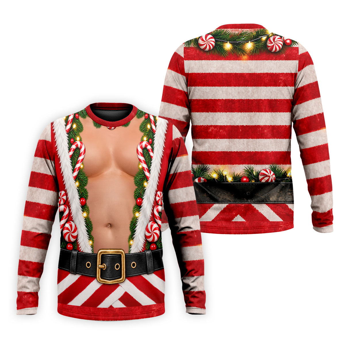 Candy Cane Santa Suit Christmas Golf Shirt, Mens Golf Shirts, Golf Apparel For Men