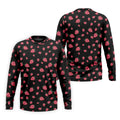 Strawberry Slice Black Golf Shirt, Men's Golf Shirt, Hawaiian Golf Shirt, Golf Shirts For Men