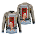 Men's Streaking Santa Doorbell Golf Shirt, Christmas Golf Shirt, Golf Apparel For Men