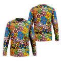 Multicolor Retro Flower Power Golf Shirt, Mens Golf Polo, Hawaiian Golf Shirt, Golf Apparel For Men