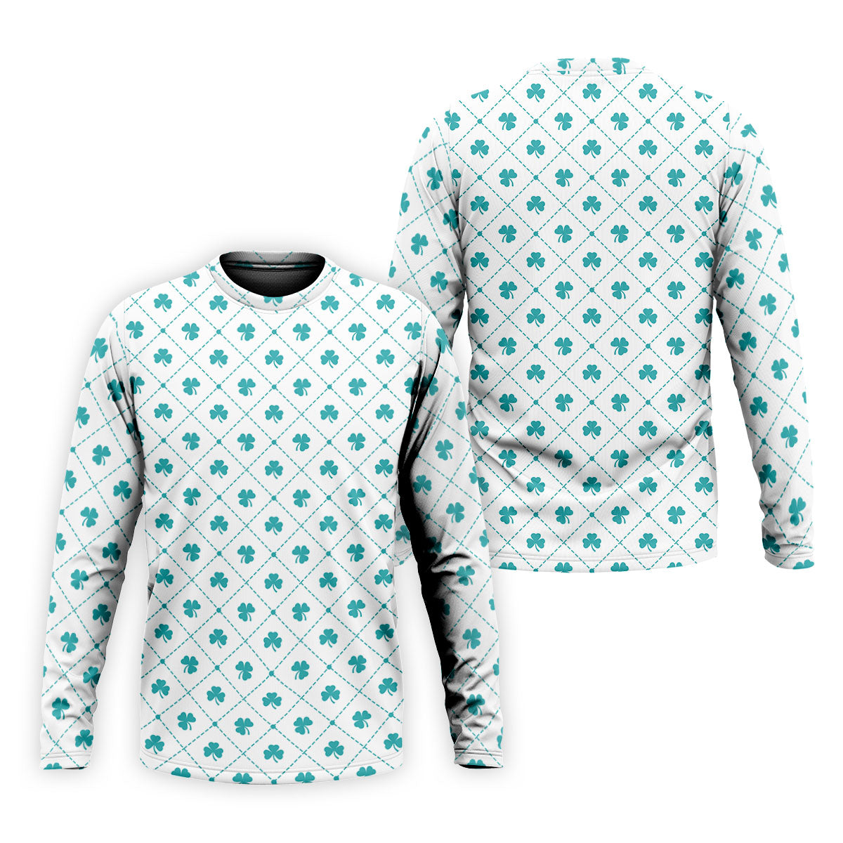 Grid Pattern Shamrock Golf Shirt, St Patrick's Day Golf Tops For Men, Golf Shirts For Men, Polo Shirts For Men