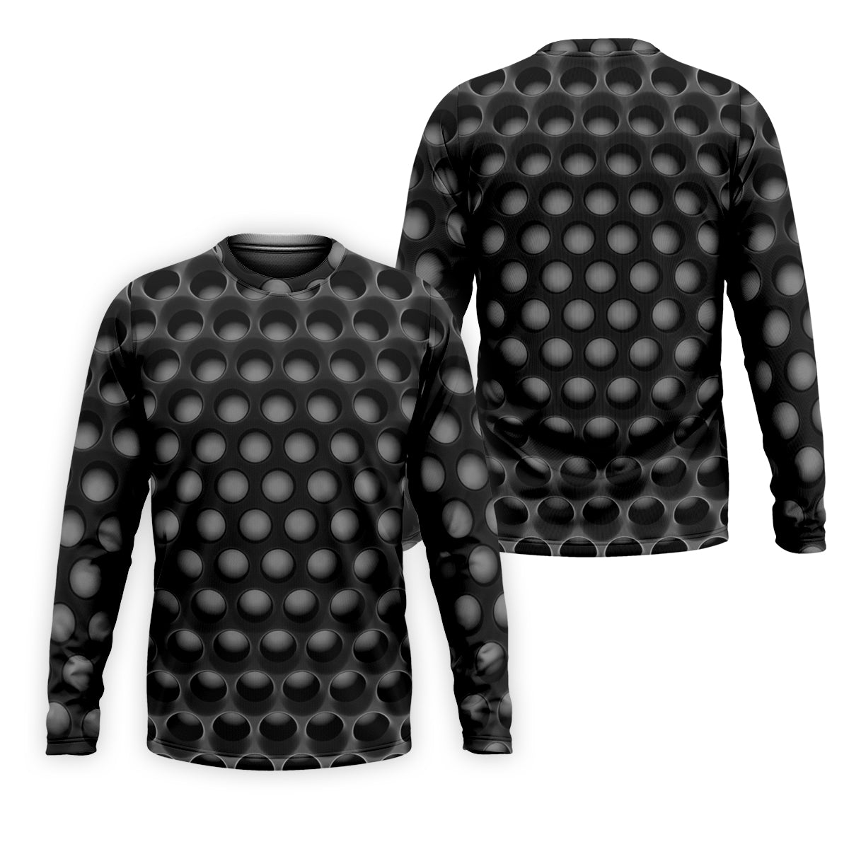 3D Effect Circular Pattern Black Golf Shirt, Cool Golf Outfit, Men's Funny Golf Shirts, Polo Shirts For Men