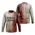 Bloody Problem Solved Men's Golf Shirts, Halloween Golf Shirt, Halloween Theme Shirts, Fun Golf Shirts For Mens