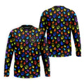 Accept Teach Understand Love Autism Awareness Colorful Handprint Black Golf Shirt, Golf Shirts For Men