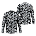 Black And White Pattern Tropical Hawaiian Golf Shirt, Summer Theme Golf Shirts For Men