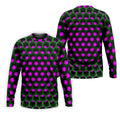 3D Effect Circular Pattern Purple Golf Shirt, Cool Golf Outfit, Men's Funny Golf Shirts, Polo Shirts For Men