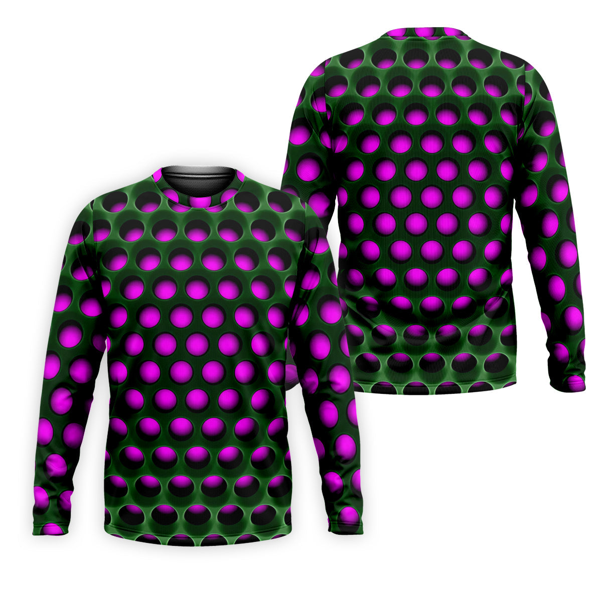 3D Effect Circular Pattern Purple Golf Shirt, Cool Golf Outfit, Men's Funny Golf Shirts, Polo Shirts For Men