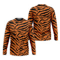 Bold Orange Black Tiger Stripe Animal Print Golf Shirt, Mens Golf Shirts, Golf Apparel For Men