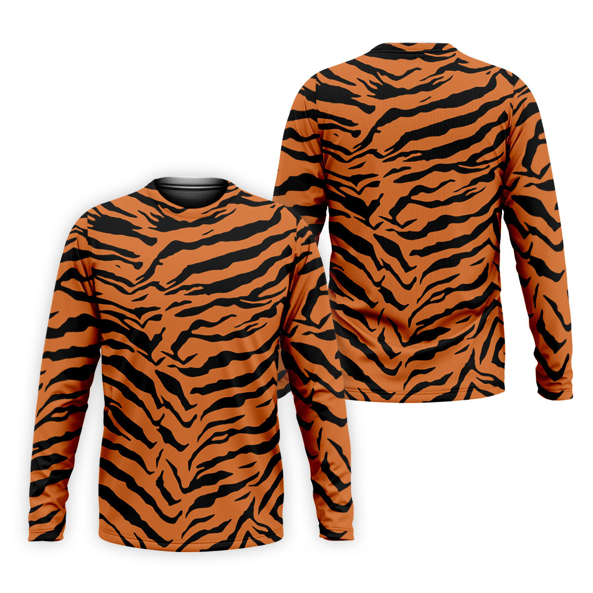 Bold Orange Black Tiger Stripe Animal Print Golf Shirt, Mens Golf Shirts, Golf Apparel For Men
