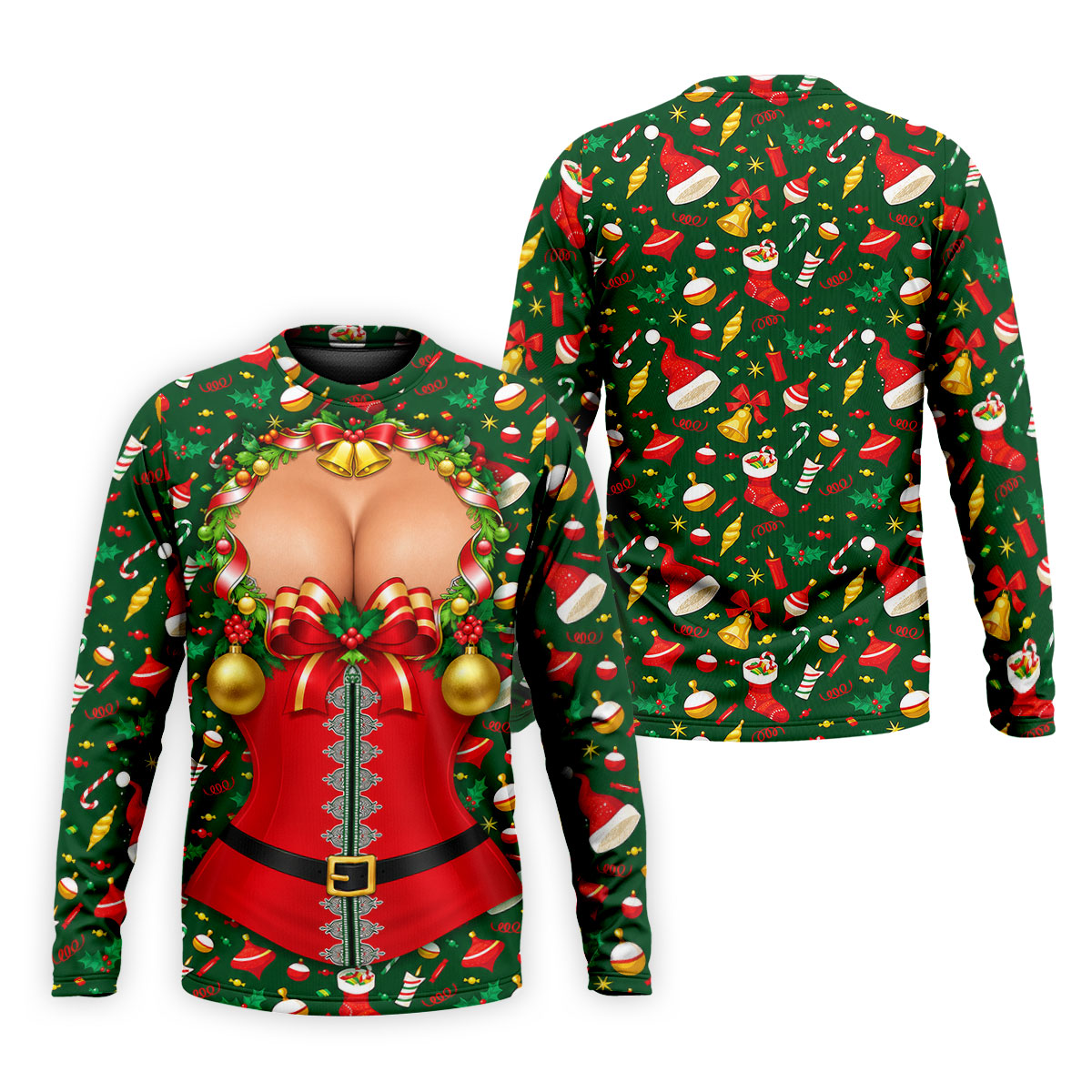 Festive Christmas Corset Bow Golf Polo Shirt, Christmas Golf Shirt, Mens Golf Apparel