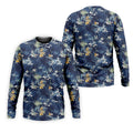 Navy Palm Tropical Hawaiian Vibe Golf Tops For Men, Golf Shirts For Men, Golf Gift For Men