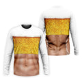 Bubbly Beer Foam Faux Abs Sleeveless Crop Golf Shirt, Printed Golf Shirts, Mens Golf Apparel