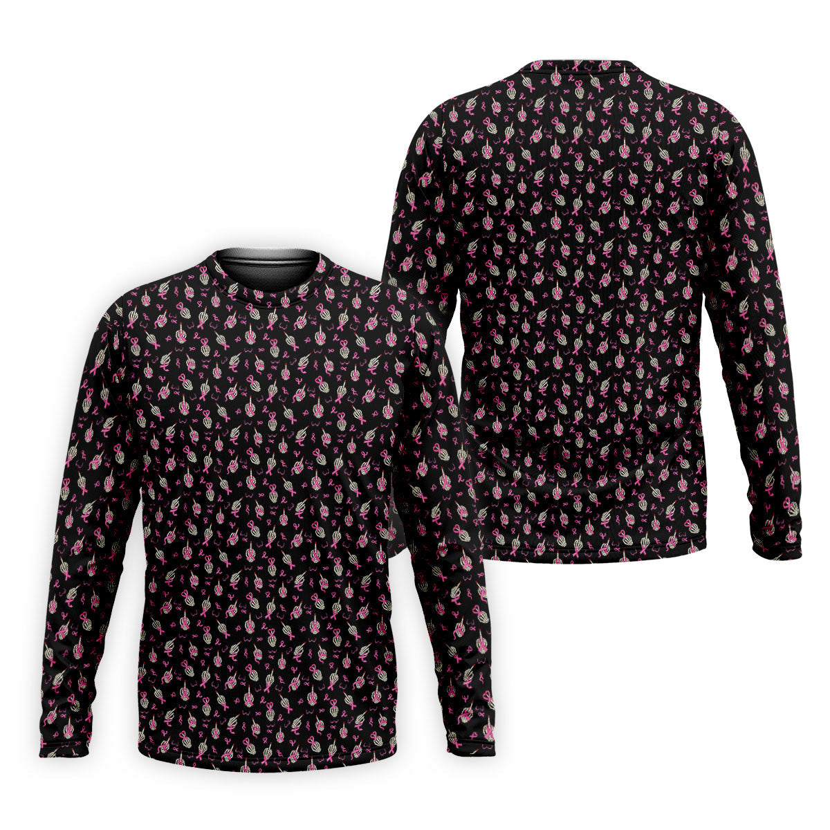 Skeleton Middle Finger Breast Cancer Polo Shirt, Polo Shirts For Men, Mens Golf Apparel