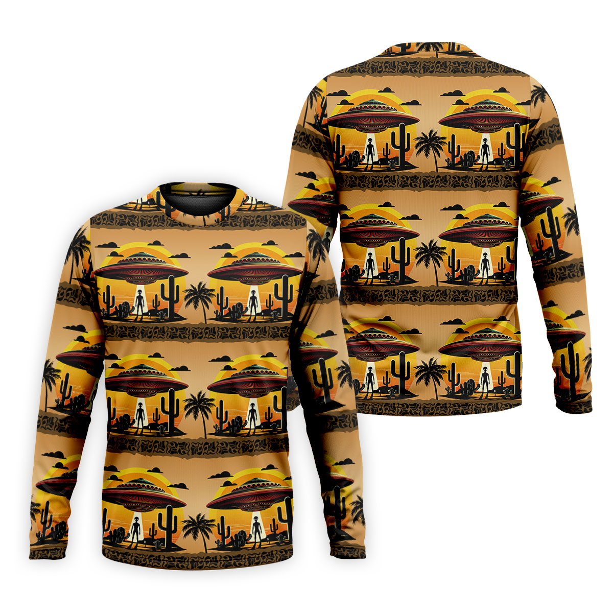 UFOs, Aliens and Cactus Desert Scene Hawaiian Golf Polo, Golf Tops For Men, Golfing Apparel