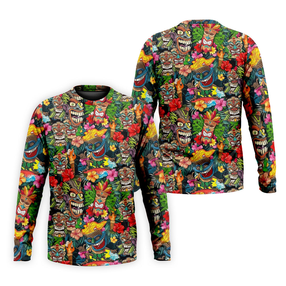 Hawaiian Tiki Tropical Floral Golf Shirts For Men, Polo Shirts For Men, Golfing Apparel