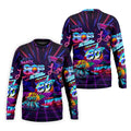 80s Retro Party Golf Shirt, Neon Synthwave Sunset Pattern, Golf Shirt For Men