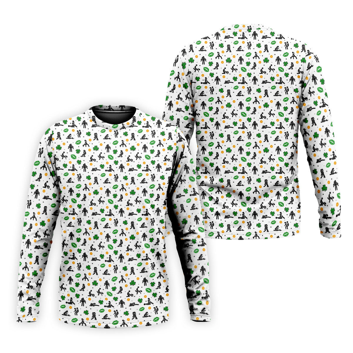 Funny Stick Figure Naughty Position Shamrock St Patrick's Day Golf Shirt, Performance Golf Shirt, Polo Shirts For Men