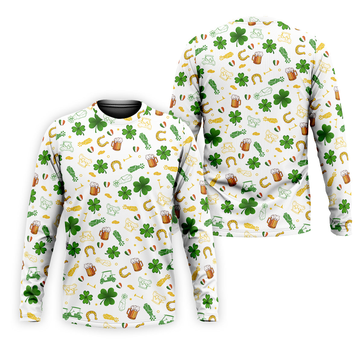 St Patrick's Day Beer Golden Horseshoes Shamrock Golf Shirt, Polo Shirts For Men, Golf Shirts For Men