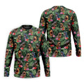 Tropical T Rex Floral Pattern Hawaiian Golf Polo, Golf Tops For Men, Golfing Apparel