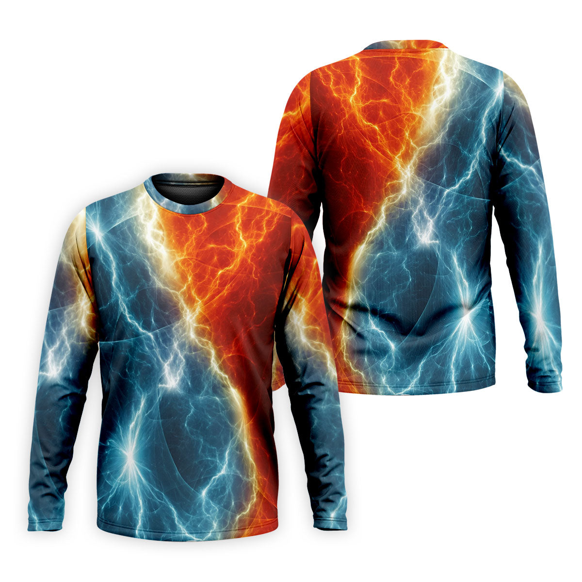 Lightning Fire And Ice Split Golf Polo Shirt, Golf Shirts For Men, Mens Golf Polo