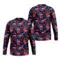Dark Tropical Pink Flamingo Pattern Golf Shirt, Mens Polo Shirts, Hawaiian Golf Shirt, Printed Golf Shirts