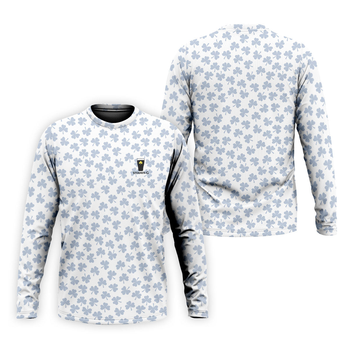 Vitamin G Shamrock Pattern Golf And Beer White Golf Shirt, St Patrick's Day Golf Shirt, Polo Shirts For Men