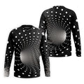 3D Vortex Golf Shirt, Black White Optical Illusion Tunnel Pattern, Golf Shirt For Men