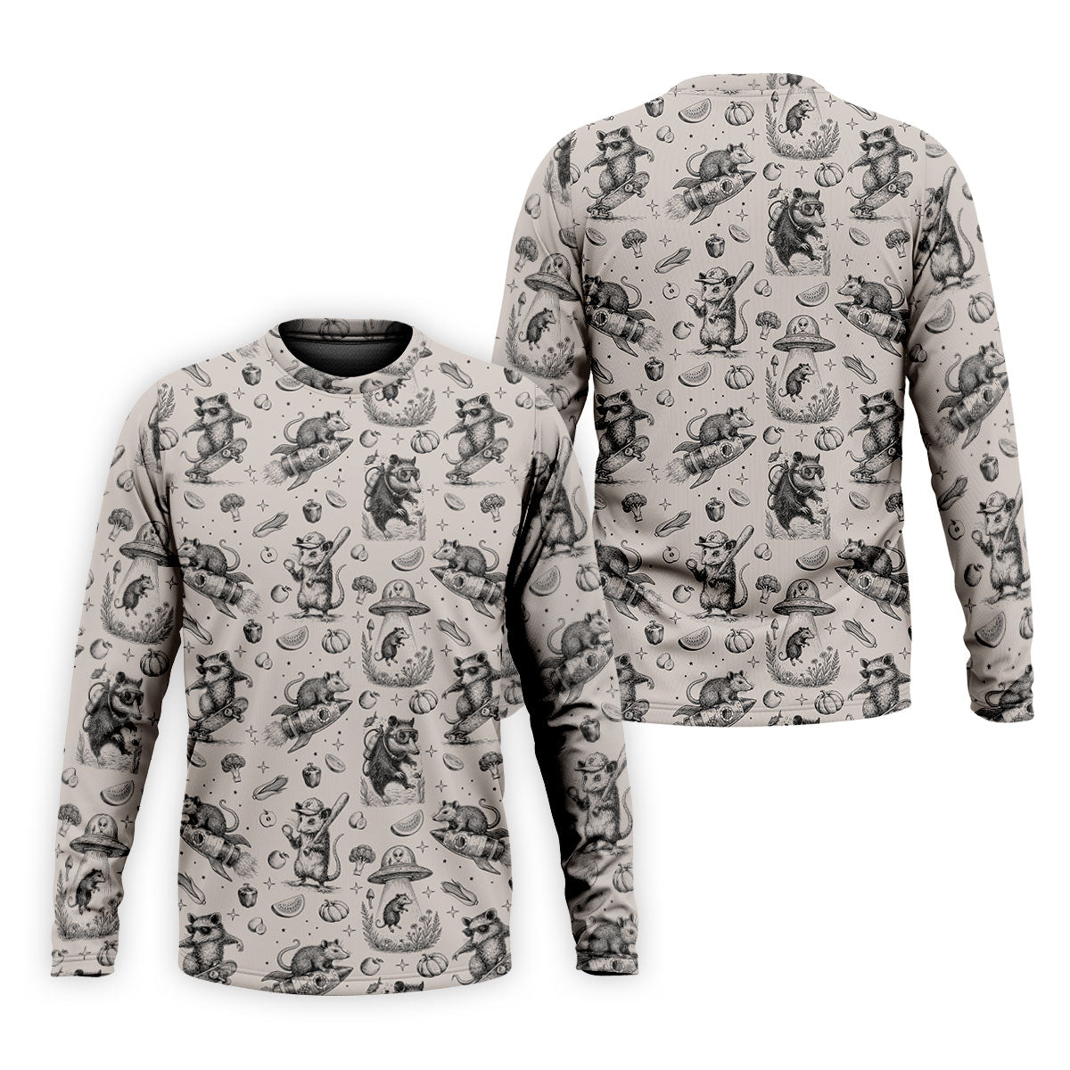 Mice and UFOs in a Fantasy Woodland Pattern Hawaiian Golf Polo, Golf Tops For Men, Golfing Apparel