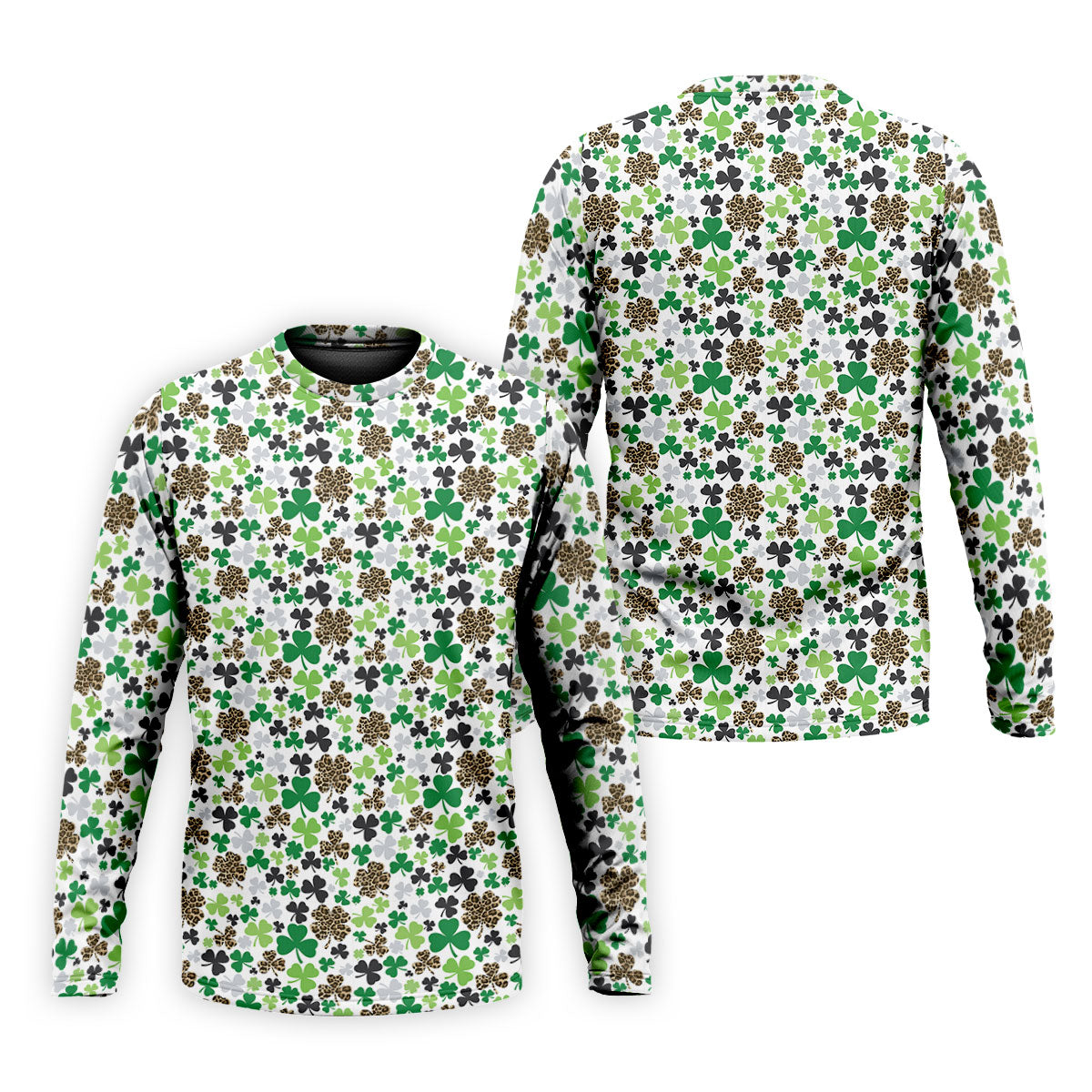 Leopard Pattern St Patrick's Day Shamrock Golf Shirt, Fun Golf Shirts For Men, Polo Shirts For Men