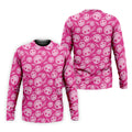 Pink Stitched Skull Halloween Golf Polo Shirt, Golf Shirts For Men, Mens Golf Apparel