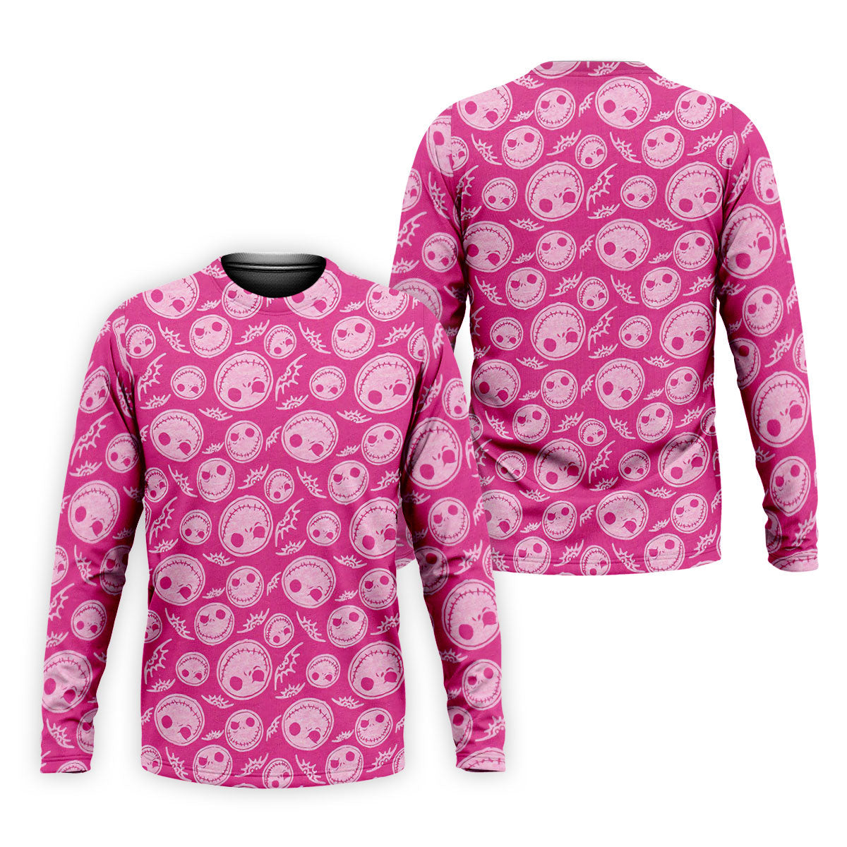Pink Stitched Skull Halloween Golf Polo Shirt, Golf Shirts For Men, Mens Golf Apparel