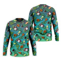 Teal Tropical Cocktail Parrot Pattern Golf Polo Shirt, Men's Golf Shirt, Golf Polo Shirts For Men