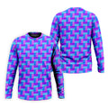 Purple Blue Gradient Checkered Pattern Golf Shirt, Mens Golf Polo, Printed Golf Shirts, Golf Polo Shirts For Men