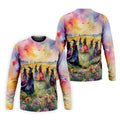 Watercolor Witch Gathering Halloween Golf Polo Shirt, Printed Golf Shirts, Golf Polo Shirts For Men