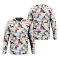 Tropical Dachshund Beach Pattern Hawaiian Golf Polo, Golf Tops For Men, Golfing Apparel