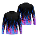 Black Blue Flame Fire Pattern Golf Shirt, Men's Golf Shirt, Mens Polo Shirts, Printed Golf Shirts