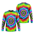 Rainbow Tie Dye Golf Shirt, Psychedelic Spiral Burst Pattern, Golf Shirt For Men