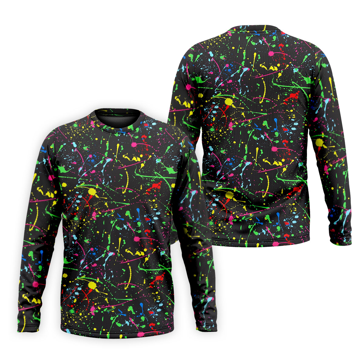 Neon Paint Splatter Pattern Hawaiian Golf Shirt, Golf Shirts For Men, Polo Shirts For Men