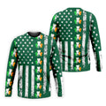 Irish Shamrock Vertical Stripes St Patrick's Day Golf Shirt, Polo Shirts For Men, Golf Shirts For Men